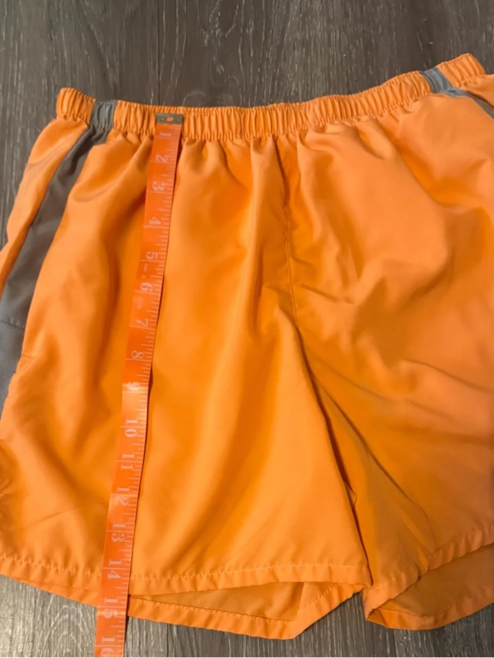 Nike Men’s Orange Athletic Shorts with Gray Contrast Panel Size Medium